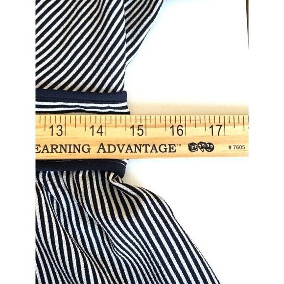 Monteau Navy & White Striped Peplum Top - XL, Short Sleeve NWT Preppy, Spring - Picture 14 of 15